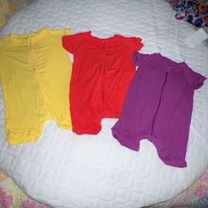 LITTLE SLEEPIES shorty rompers. 3-6 months